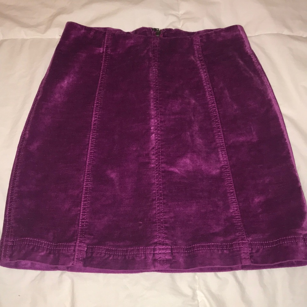 FREE PEOPLE MAGENTA/FUSCHIA CORDUROY-FEEL SKIRT